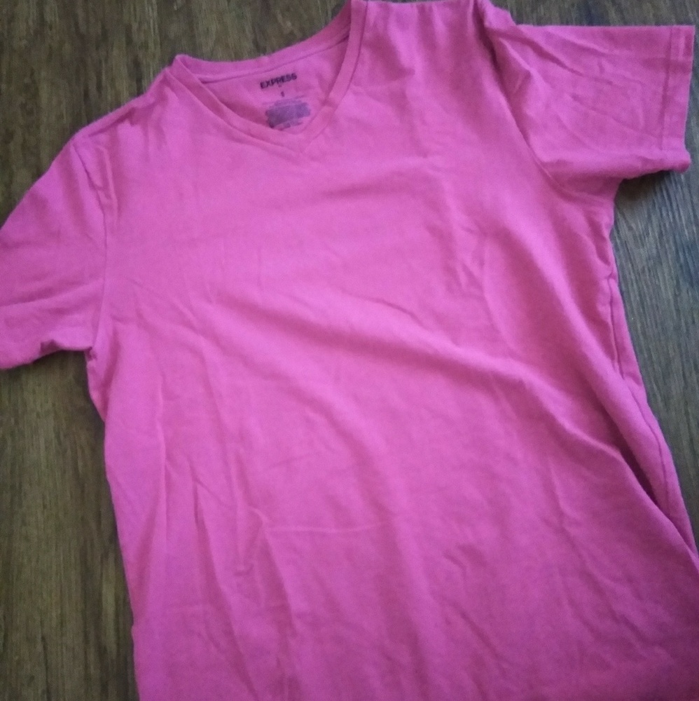 Express Vneck Mens Medium HotPink Shirt
